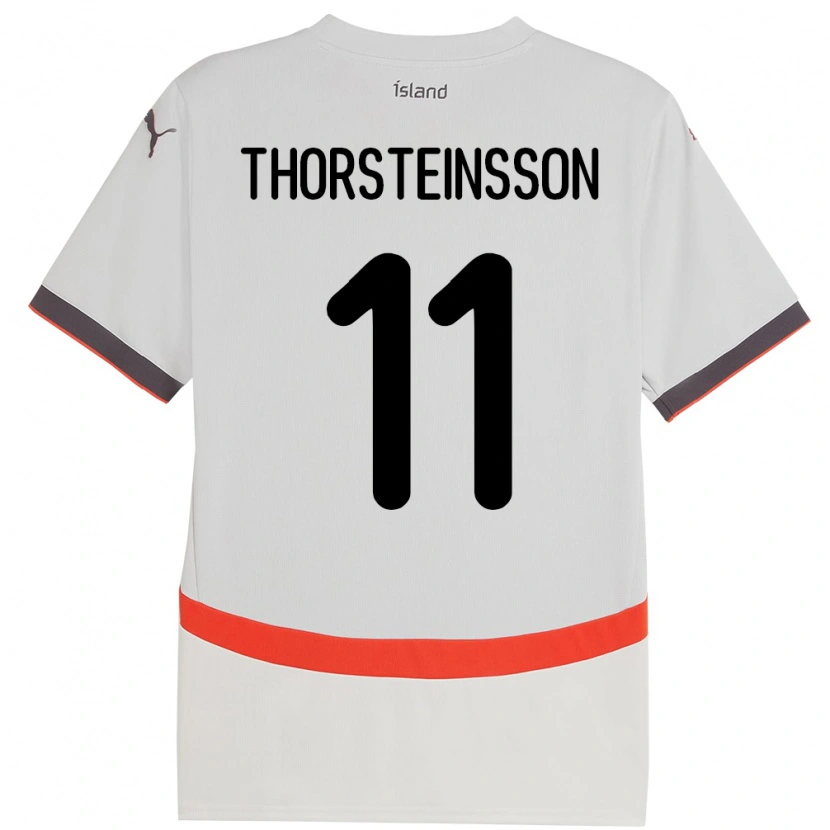 Danxen Uomo Maglia Islanda Jón Dagur Thorsteinsson #11 Bianco Kit Gara Away 24-26 Maglietta