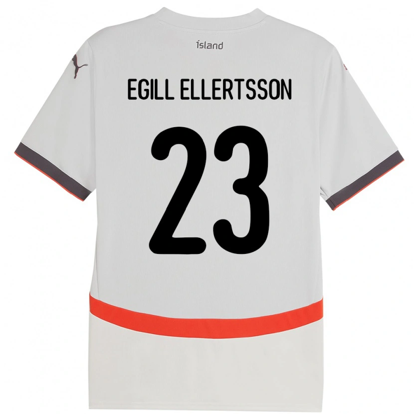 Danxen Uomo Maglia Islanda Mikael Egill Ellertsson #23 Bianco Kit Gara Away 24-26 Maglietta