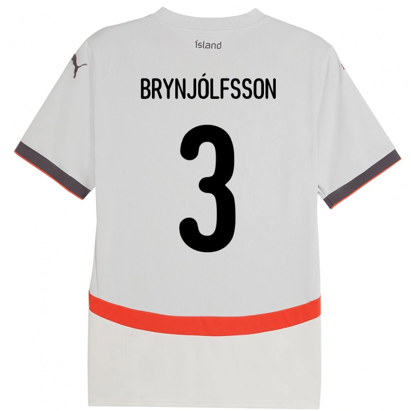 Danxen Uomo Maglia Islanda Bjarni Gudjón Brynjólfsson #3 Bianco Kit Gara Away 24-26 Maglietta
