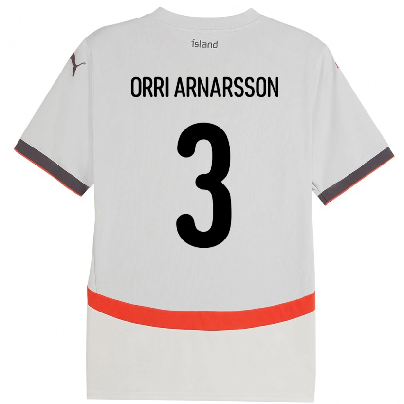 Danxen Uomo Maglia Islanda Egill Orri Arnarsson #3 Bianco Kit Gara Away 24-26 Maglietta