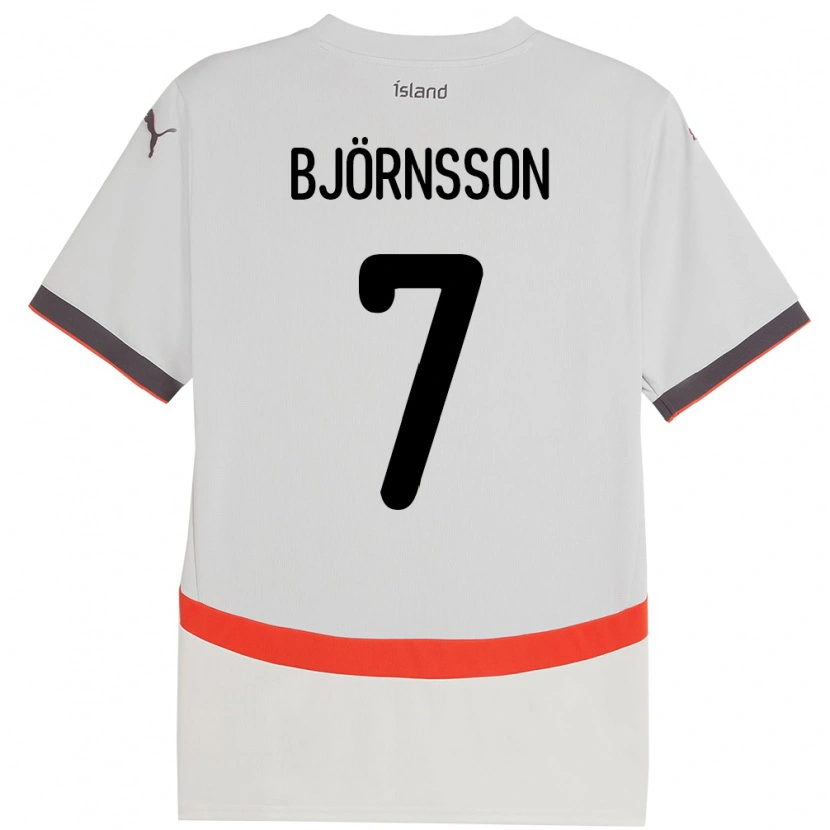 Danxen Uomo Maglia Islanda Benjamin Björnsson #7 Bianco Kit Gara Away 24-26 Maglietta