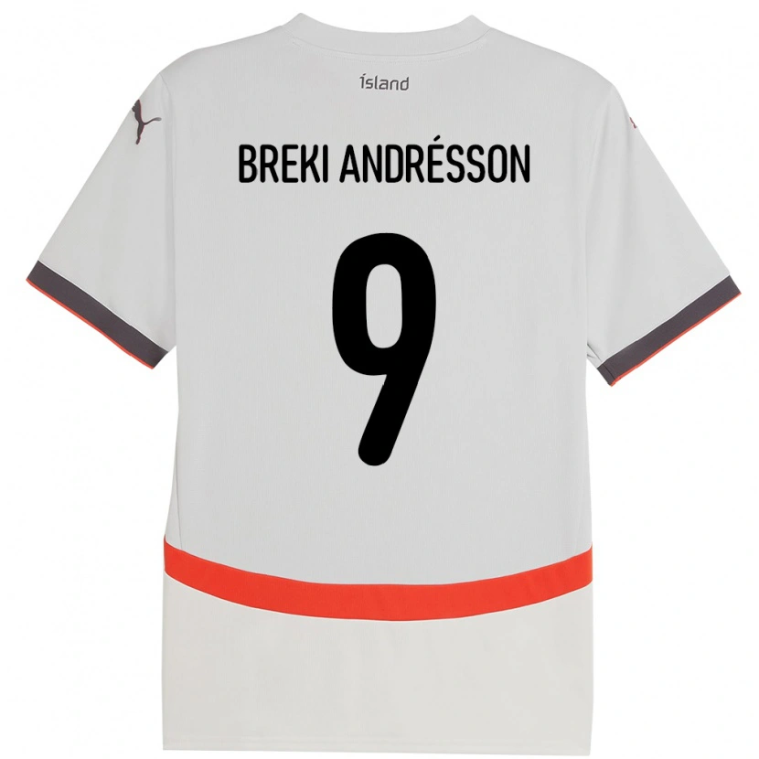 Danxen Uomo Maglia Islanda Benoný Breki Andrésson #9 Bianco Kit Gara Away 24-26 Maglietta
