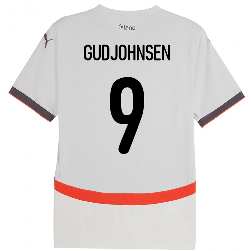 Danxen Uomo Maglia Islanda Daníel Gudjohnsen #9 Bianco Kit Gara Away 24-26 Maglietta
