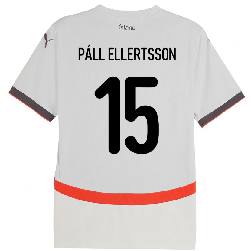 Danxen Uomo Maglia Islanda Markús Páll Ellertsson #15 Bianco Kit Gara Away 24-26 Maglietta