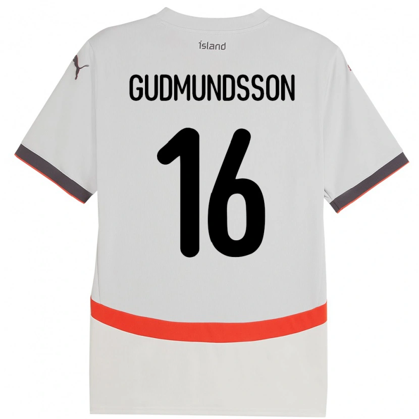 Danxen Uomo Maglia Islanda Jón Breki Gudmundsson #16 Bianco Kit Gara Away 24-26 Maglietta
