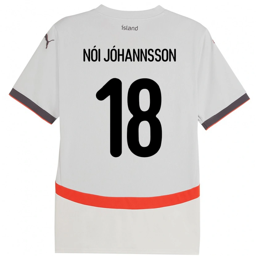 Danxen Uomo Maglia Islanda Sigurdur Nói Jóhannsson #18 Bianco Kit Gara Away 24-26 Maglietta