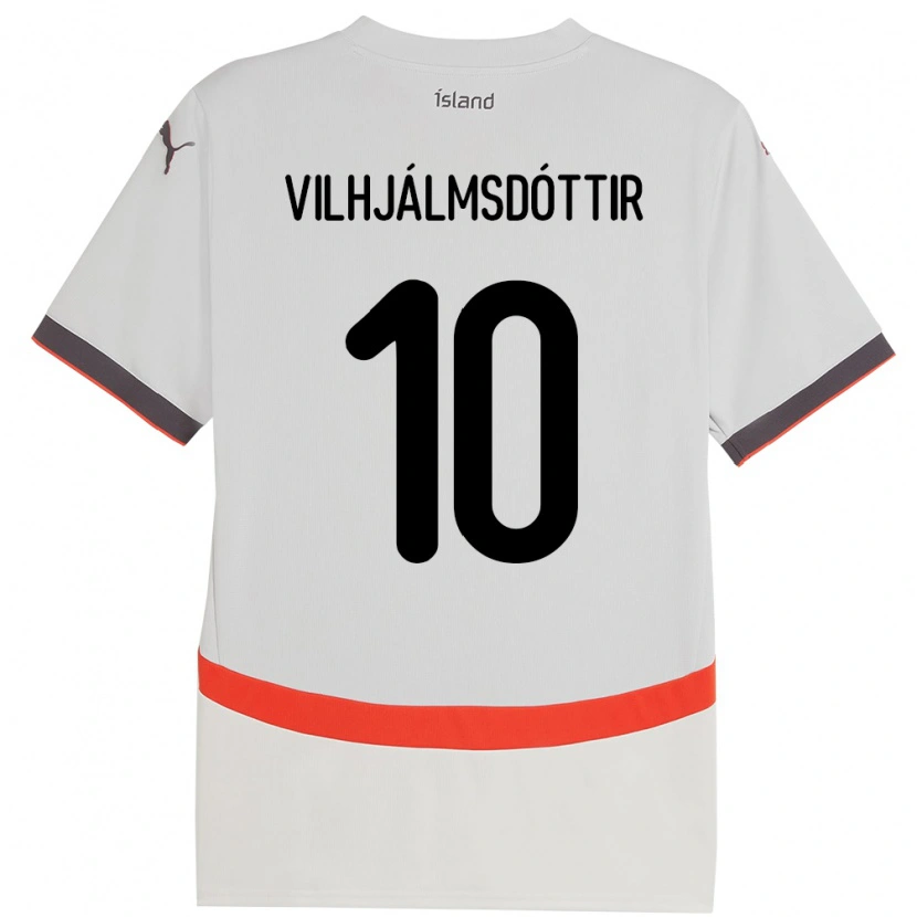 Danxen Uomo Maglia Islanda Karólína Lea Vilhjálmsdóttir #10 Bianco Kit Gara Away 24-26 Maglietta