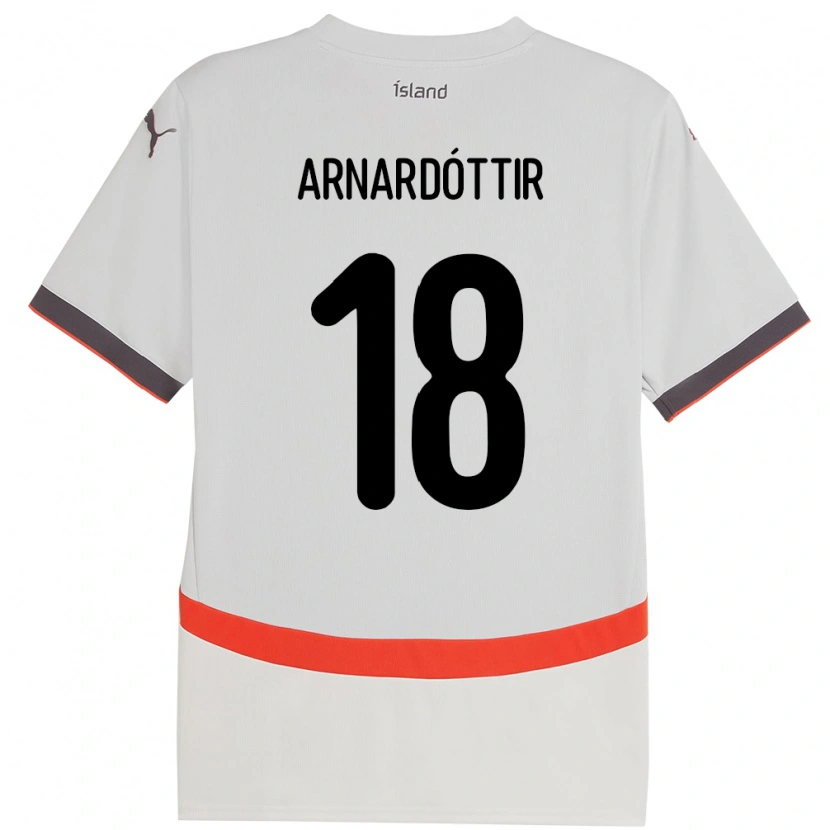 Danxen Uomo Maglia Islanda Guðrún Arnardóttir #18 Bianco Kit Gara Away 24-26 Maglietta