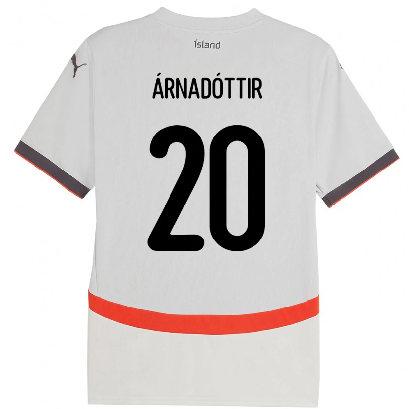 Danxen Uomo Maglia Islanda Guðný Árnadóttir #20 Bianco Kit Gara Away 24-26 Maglietta