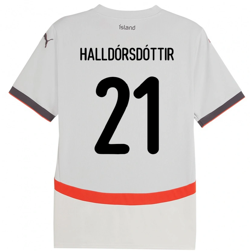 Danxen Uomo Maglia Islanda Hafrún Rakel Halldórsdóttir #21 Bianco Kit Gara Away 24-26 Maglietta