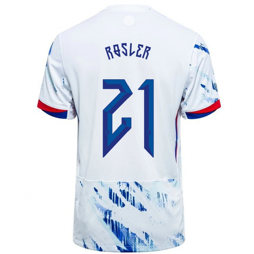 Danxen Uomo Maglia Norvegia Colin Rösler #21 Bianco Blu Kit Gara Away 24-26 Maglietta