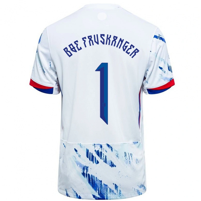 Danxen Uomo Maglia Norvegia Einar Bøe Fauskanger #1 Bianco Blu Kit Gara Away 24-26 Maglietta