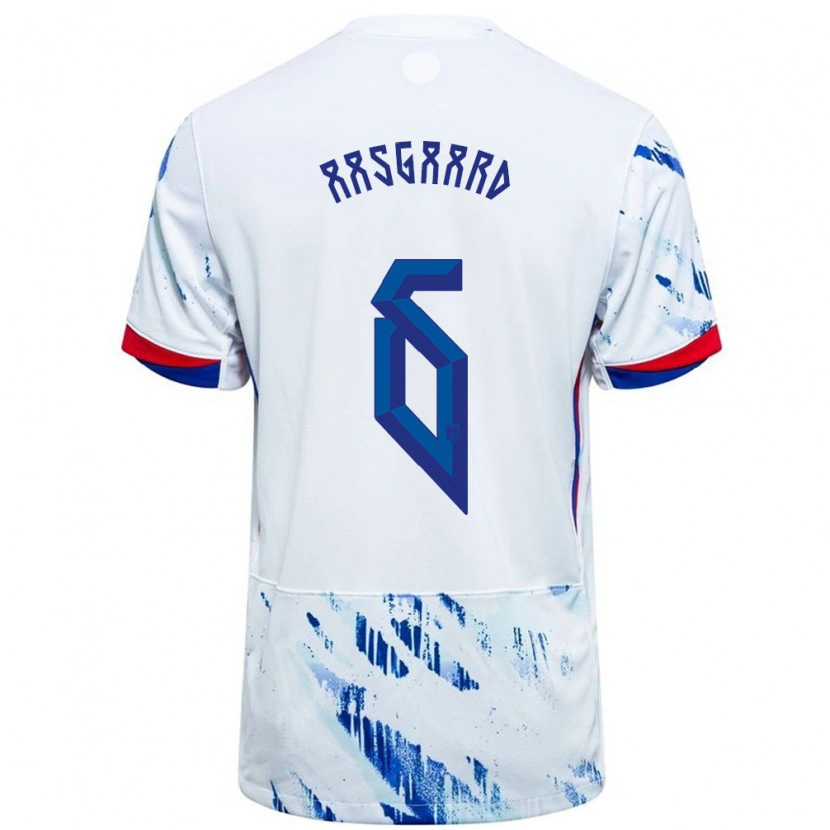 Danxen Uomo Maglia Norvegia Thelo Aasgaard #6 Bianco Blu Kit Gara Away 24-26 Maglietta