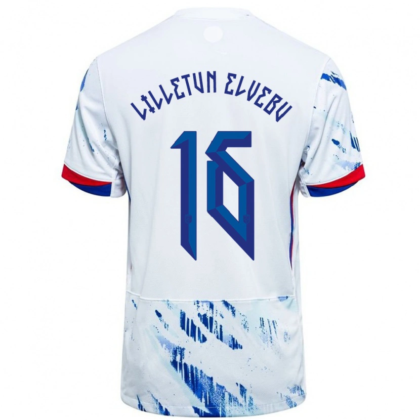 Danxen Uomo Maglia Norvegia Aleksander Lilletun Elvebu #16 Bianco Blu Kit Gara Away 24-26 Maglietta