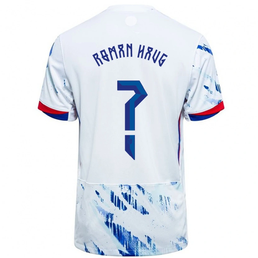 Danxen Uomo Maglia Norvegia Sophie Román Haug #0 Bianco Blu Kit Gara Away 24-26 Maglietta