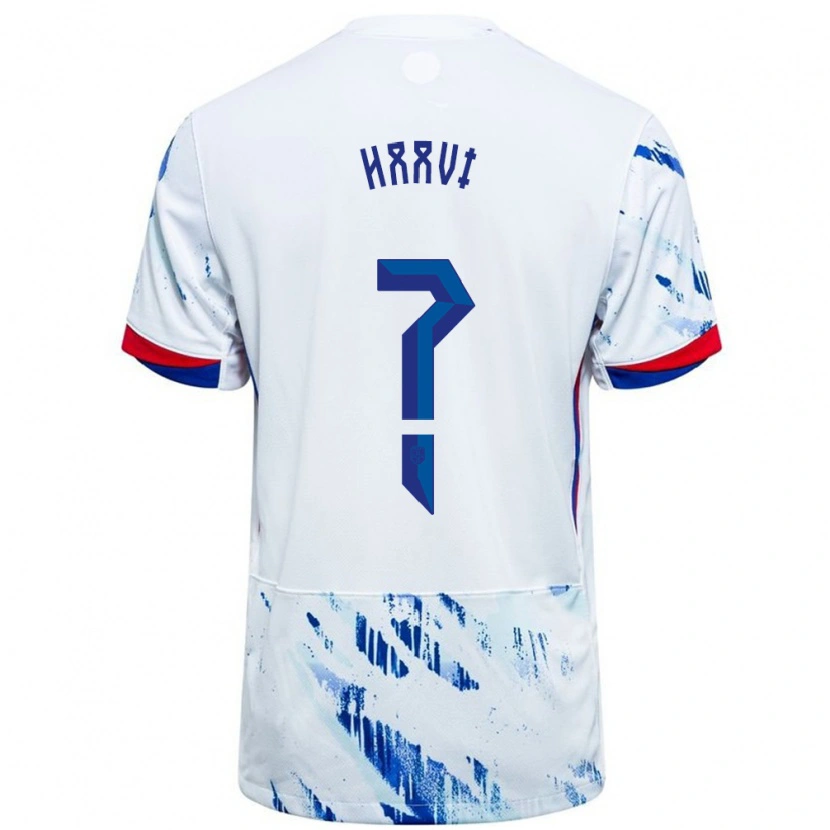 Danxen Uomo Maglia Norvegia Emilie Haavi #0 Bianco Blu Kit Gara Away 24-26 Maglietta