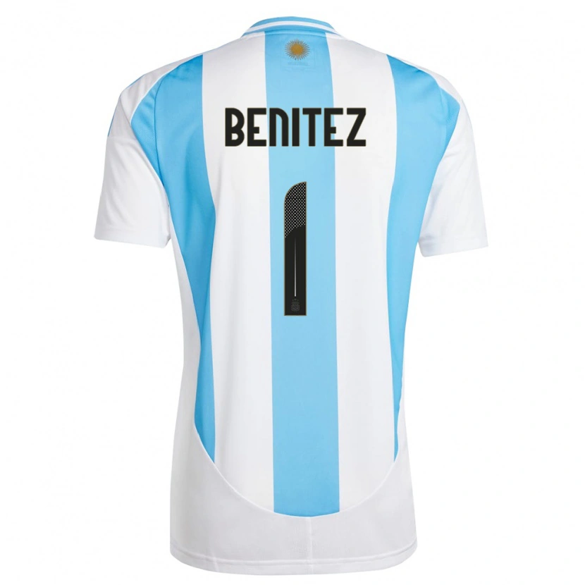 Danxen Donna Maglia Argentina Walter Benítez #1 Bianco Blu Kit Gara Home 24-26 Maglietta
