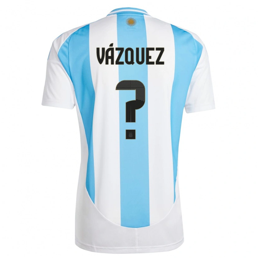 Danxen Donna Maglia Argentina Franco Vázquez #0 Bianco Blu Kit Gara Home 24-26 Maglietta