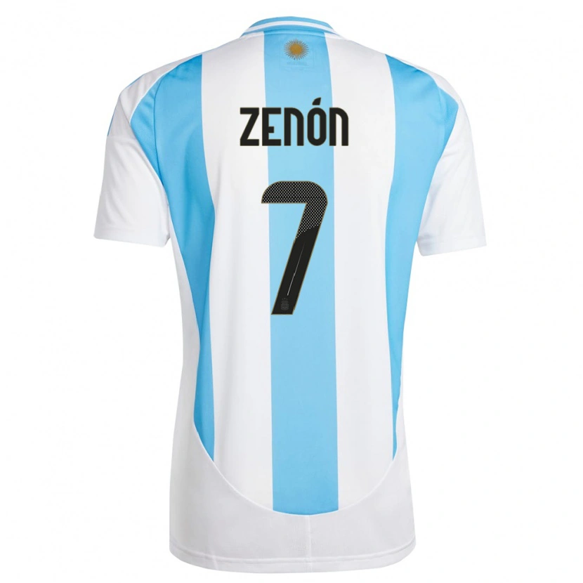 Danxen Donna Maglia Argentina Kevin Zenón #7 Bianco Blu Kit Gara Home 24-26 Maglietta
