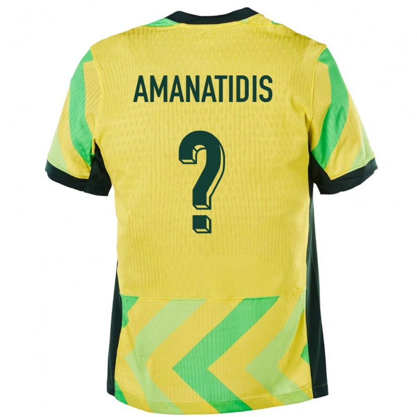 Danxen Donna Maglia Australia Nathan Amanatidis #0 Oro Kit Gara Home 24-26 Maglietta