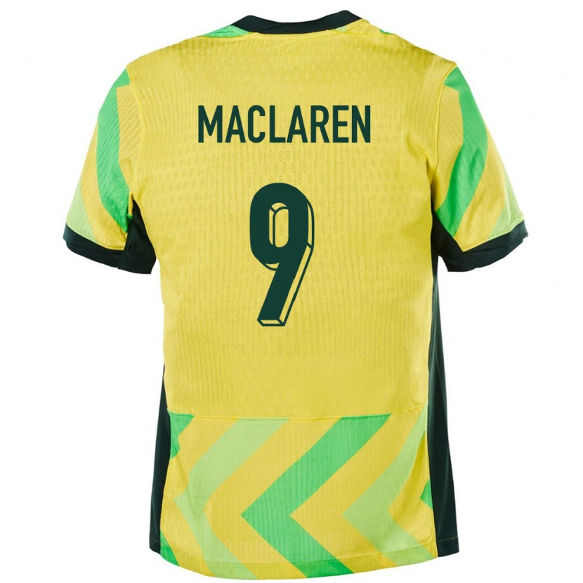 Danxen Donna Maglia Australia Jamie Maclaren #9 Oro Kit Gara Home 24-26 Maglietta