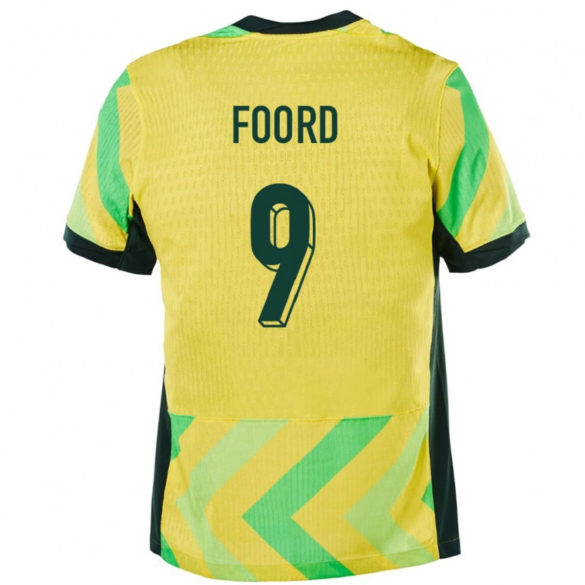 Danxen Donna Maglia Australia Caitlin Foord #9 Oro Kit Gara Home 24-26 Maglietta