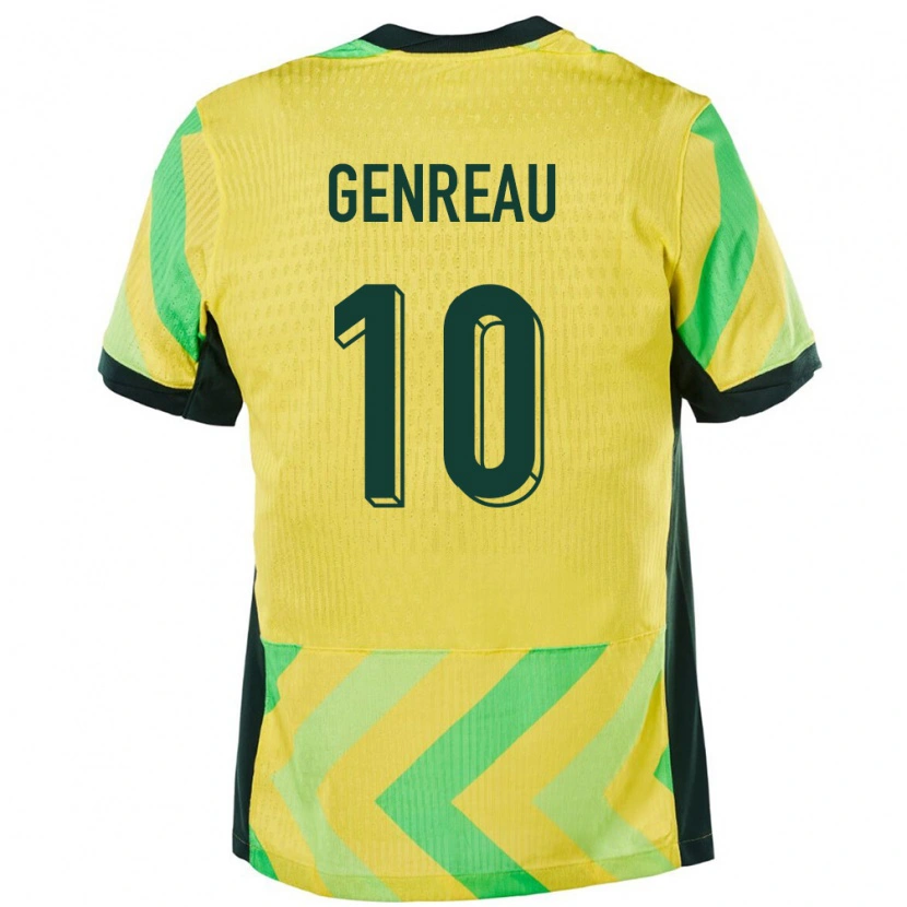 Danxen Donna Maglia Australia Denis Genreau #10 Oro Kit Gara Home 24-26 Maglietta