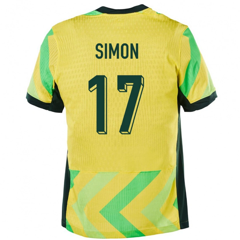 Danxen Donna Maglia Australia Kyah Simon #17 Oro Kit Gara Home 24-26 Maglietta