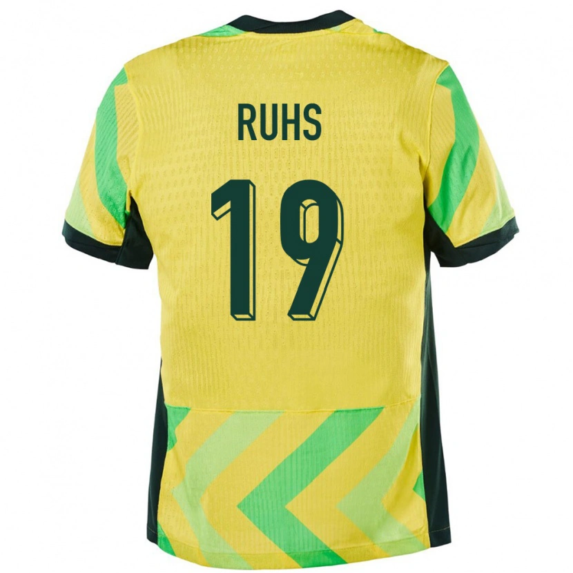 Danxen Donna Maglia Australia Michael Ruhs #19 Oro Kit Gara Home 24-26 Maglietta