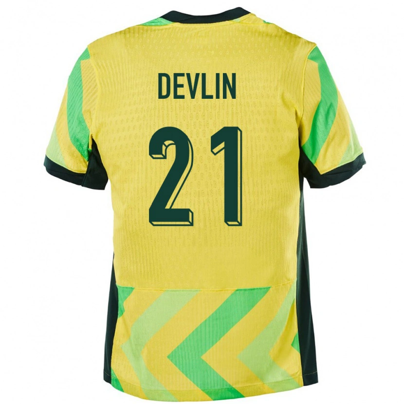 Danxen Donna Maglia Australia Cameron Devlin #21 Oro Kit Gara Home 24-26 Maglietta