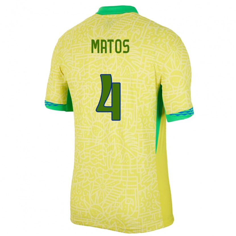 Danxen Donna Maglia Brasile Ryan Matos #4 Giallo Kit Gara Home 24-26 Maglietta