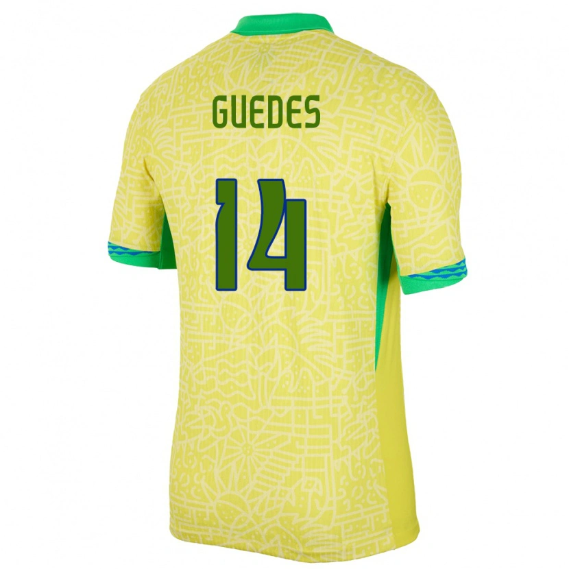 Danxen Donna Maglia Brasile Luis Guedes #14 Giallo Kit Gara Home 24-26 Maglietta