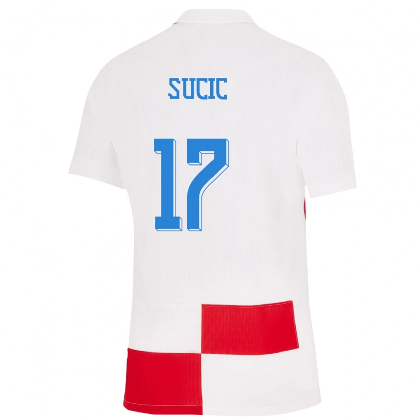 Danxen Donna Maglia Croazia Petar Sucic #17 Bianco Rosso Kit Gara Home 24-26 Maglietta