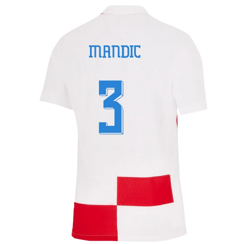 Danxen Donna Maglia Croazia Kristian Mandic #3 Bianco Rosso Kit Gara Home 24-26 Maglietta