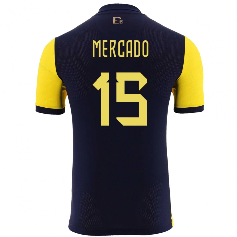Danxen Donna Maglia Ecuador John Mercado #15 Giallo Kit Gara Home 24-26 Maglietta