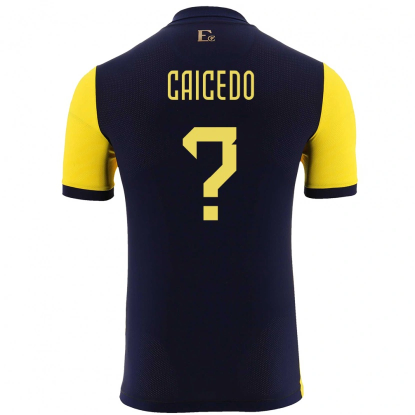 Danxen Donna Maglia Ecuador Maikel Caicedo #0 Giallo Kit Gara Home 24-26 Maglietta