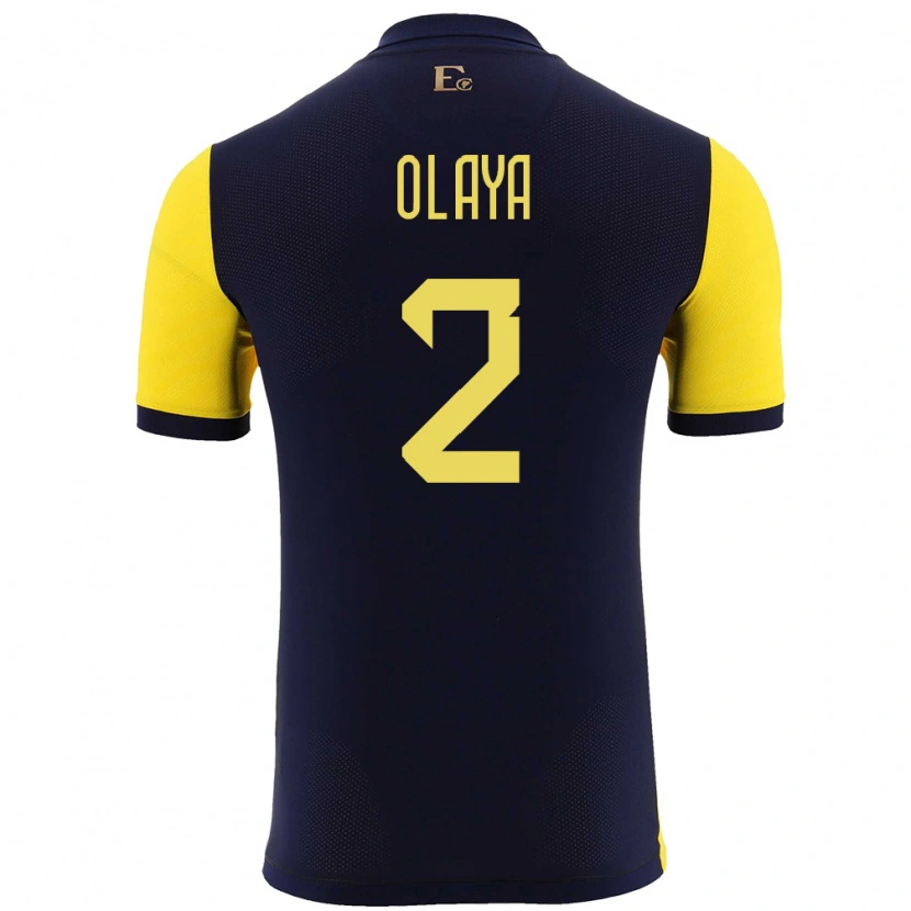 Danxen Donna Maglia Ecuador Virgilio Olaya #2 Giallo Kit Gara Home 24-26 Maglietta