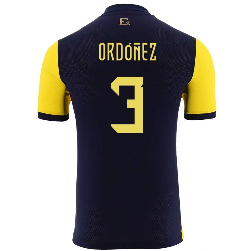 Danxen Donna Maglia Ecuador Deinner Ordóñez #3 Giallo Kit Gara Home 24-26 Maglietta
