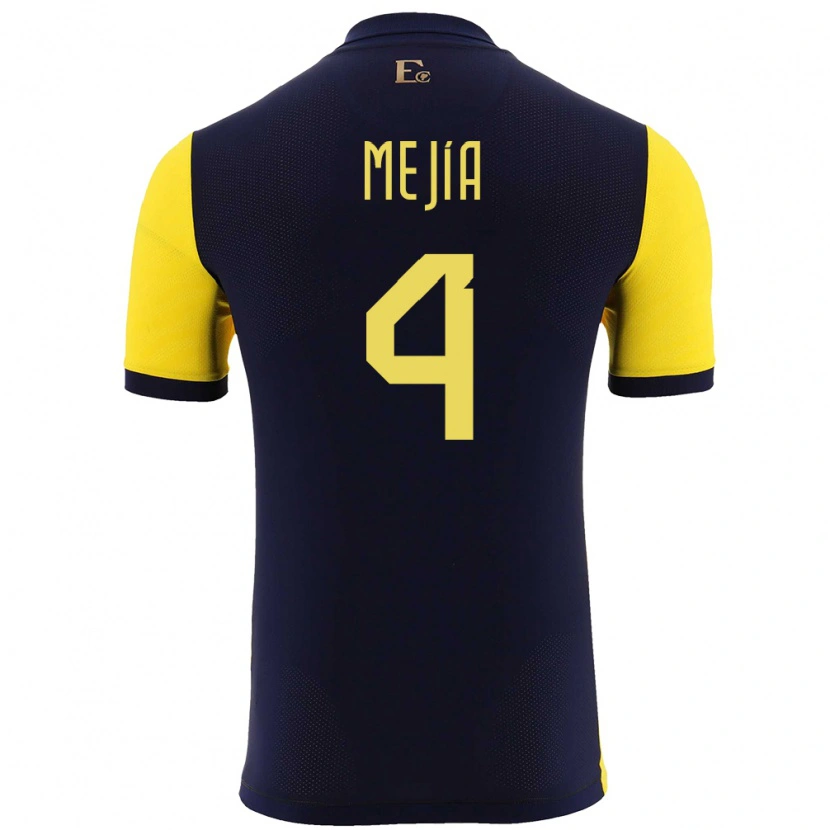 Danxen Donna Maglia Ecuador Jordan Mejía #4 Giallo Kit Gara Home 24-26 Maglietta