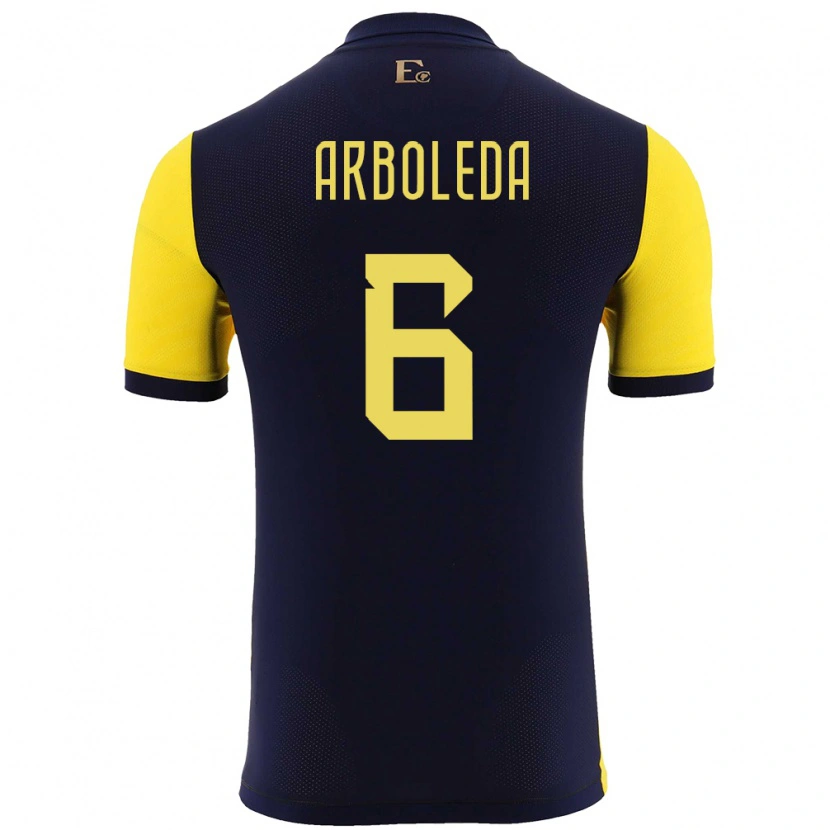 Danxen Donna Maglia Ecuador Edu Arboleda #6 Giallo Kit Gara Home 24-26 Maglietta