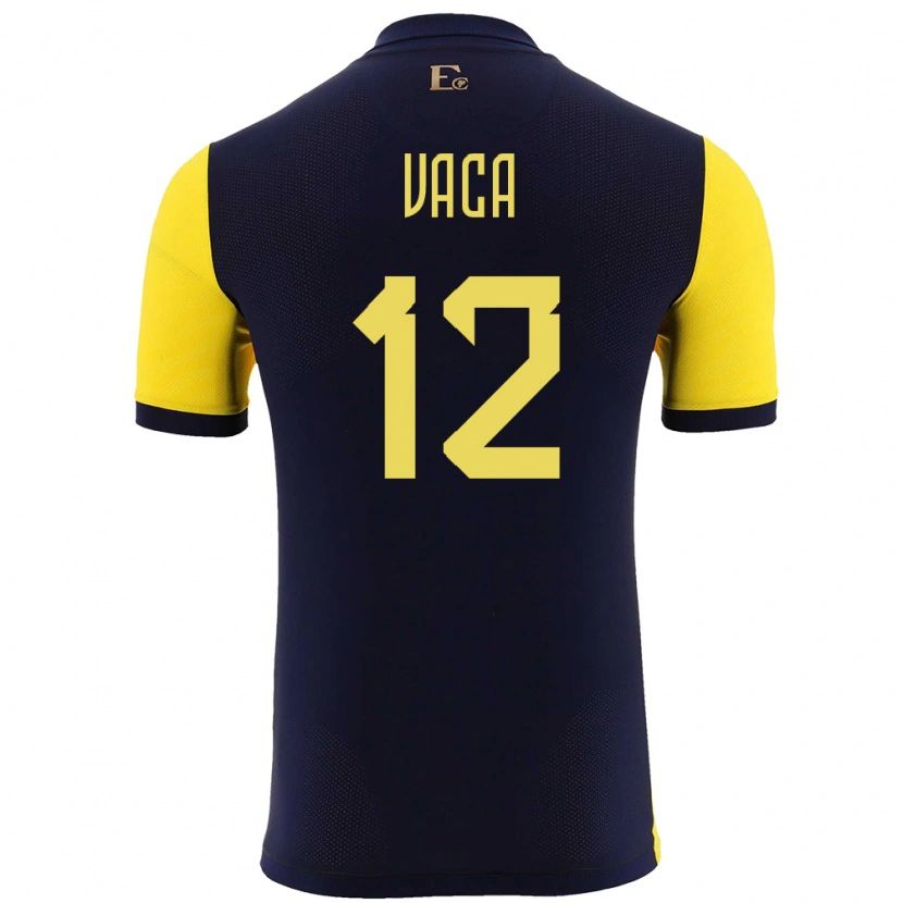 Danxen Donna Maglia Ecuador Mijail Vaca #12 Giallo Kit Gara Home 24-26 Maglietta