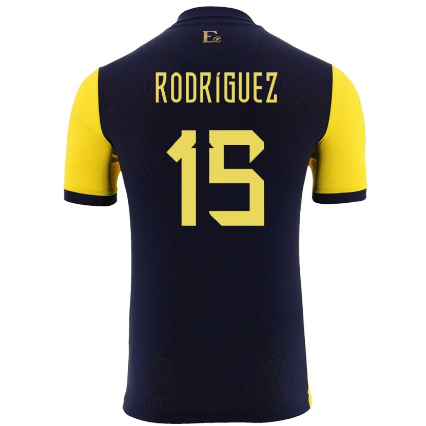 Danxen Donna Maglia Ecuador Juan Rodríguez #15 Giallo Kit Gara Home 24-26 Maglietta