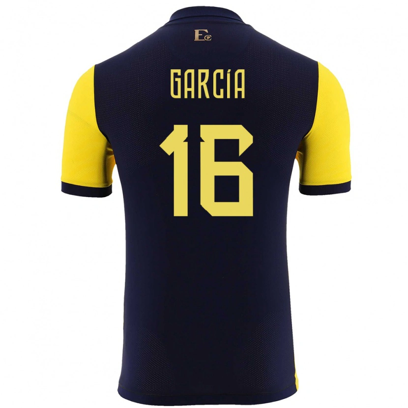 Danxen Donna Maglia Ecuador Yaxi García #16 Giallo Kit Gara Home 24-26 Maglietta