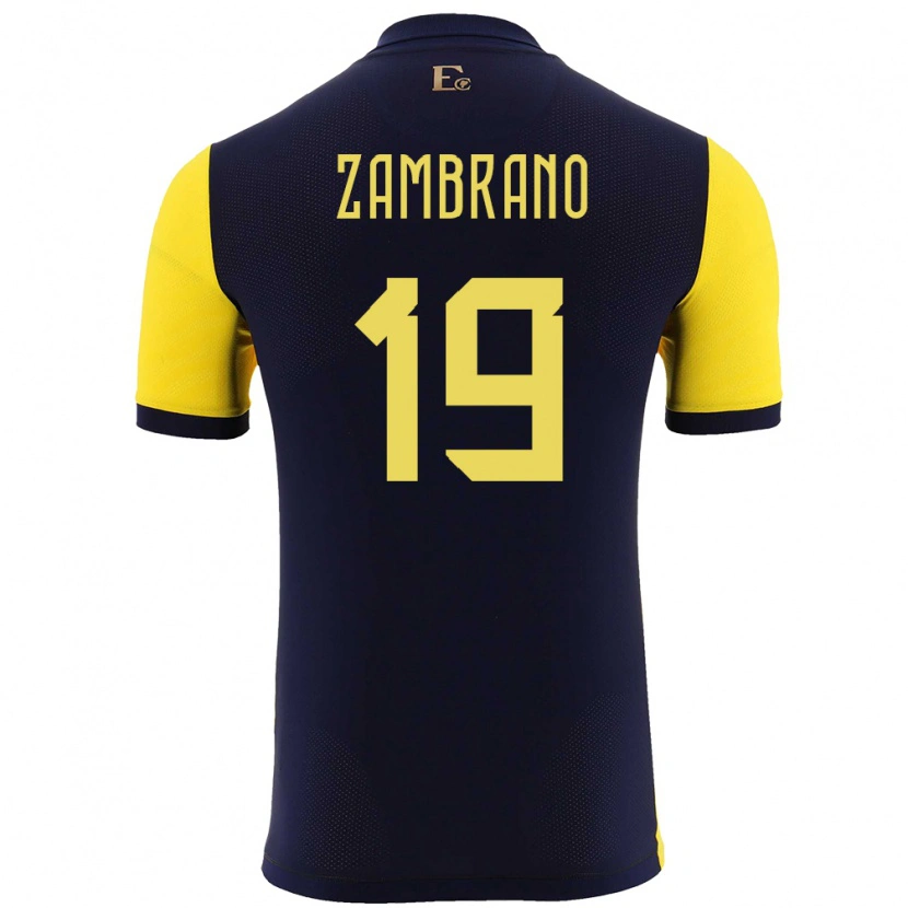 Danxen Donna Maglia Ecuador Cristhoper Zambrano #19 Giallo Kit Gara Home 24-26 Maglietta