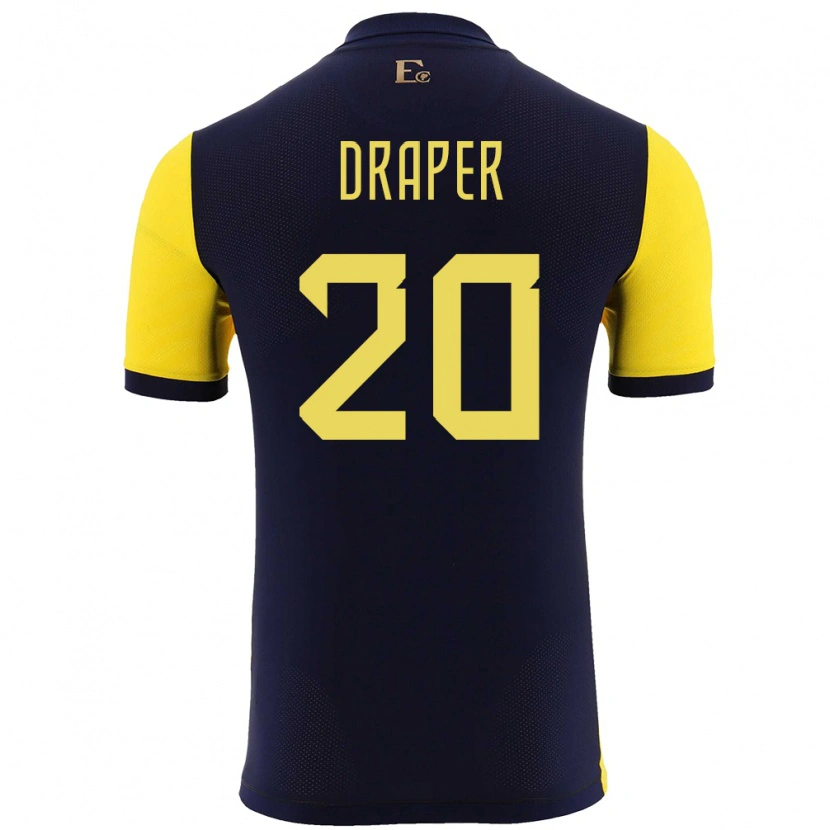 Danxen Donna Maglia Ecuador Andrew Draper #20 Giallo Kit Gara Home 24-26 Maglietta