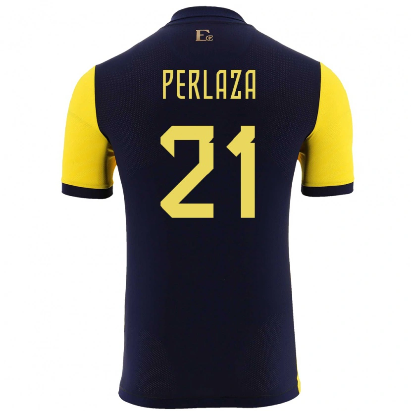 Danxen Donna Maglia Ecuador Ronald Perlaza #21 Giallo Kit Gara Home 24-26 Maglietta