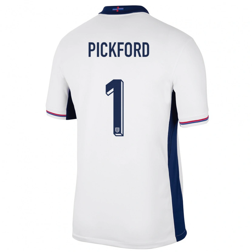 Danxen Donna Maglia Inghilterra Jordan Pickford #1 Bianco Kit Gara Home 24-26 Maglietta