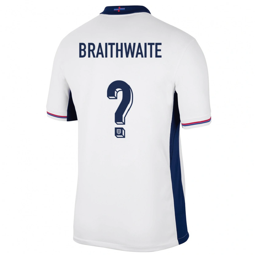 Danxen Donna Maglia Inghilterra Kaden Braithwaite #0 Bianco Kit Gara Home 24-26 Maglietta