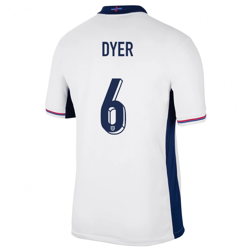 Danxen Donna Maglia Inghilterra Kiano Dyer #6 Bianco Kit Gara Home 24-26 Maglietta