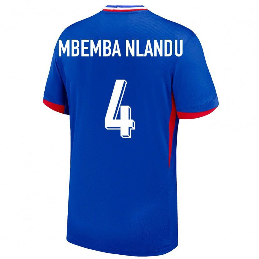 Danxen Donna Maglia Francia Emmanuel Mbemba Nlandu #4 Blu Kit Gara Home 24-26 Maglietta